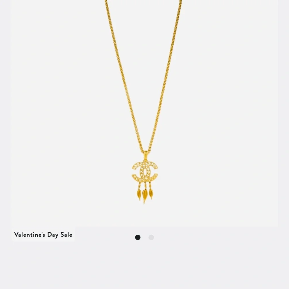 A-1FN-9: NECKLACE: Gold-Tone Monogram w/Rhinestone Pendant, NWOT